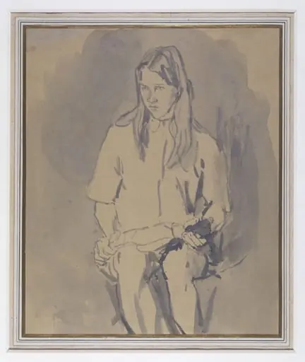 Elisabeth de Willman Grabowska as a girl, holding a doll across her knees, by Gwen John