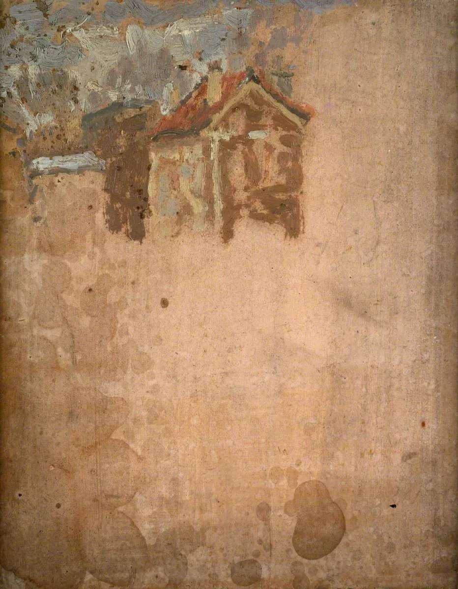 House with Sky and Trees: View from the Artist's Studio, by Gwen John, oil, 1920