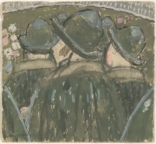 Les chapeaux à brides (Schoolgirls Wearing Brimmed Hats), by Gwen John