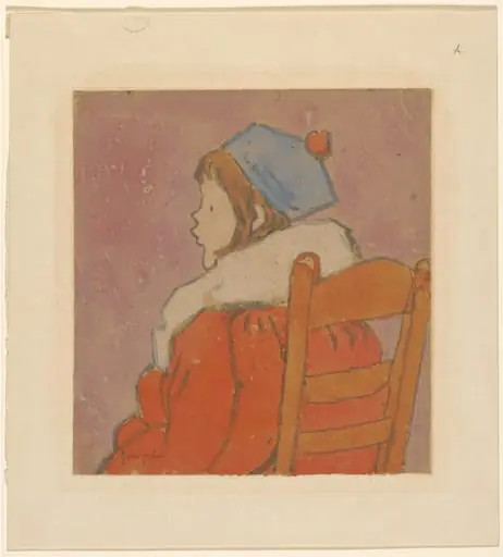 Petit profil (Seated Girl Wearing a Red Coat and a Blue Hat), by Gwen John