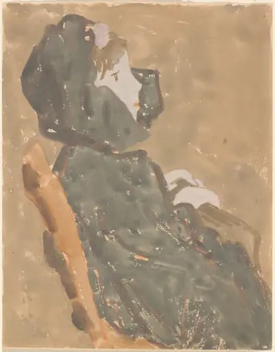 Seated Girl in a High Collared Cloak, by Gwen John