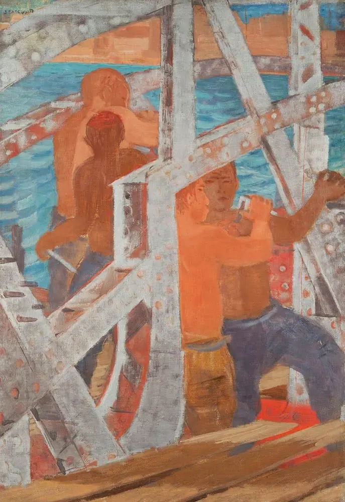 Bridge Builders, by Gyula Derkovits