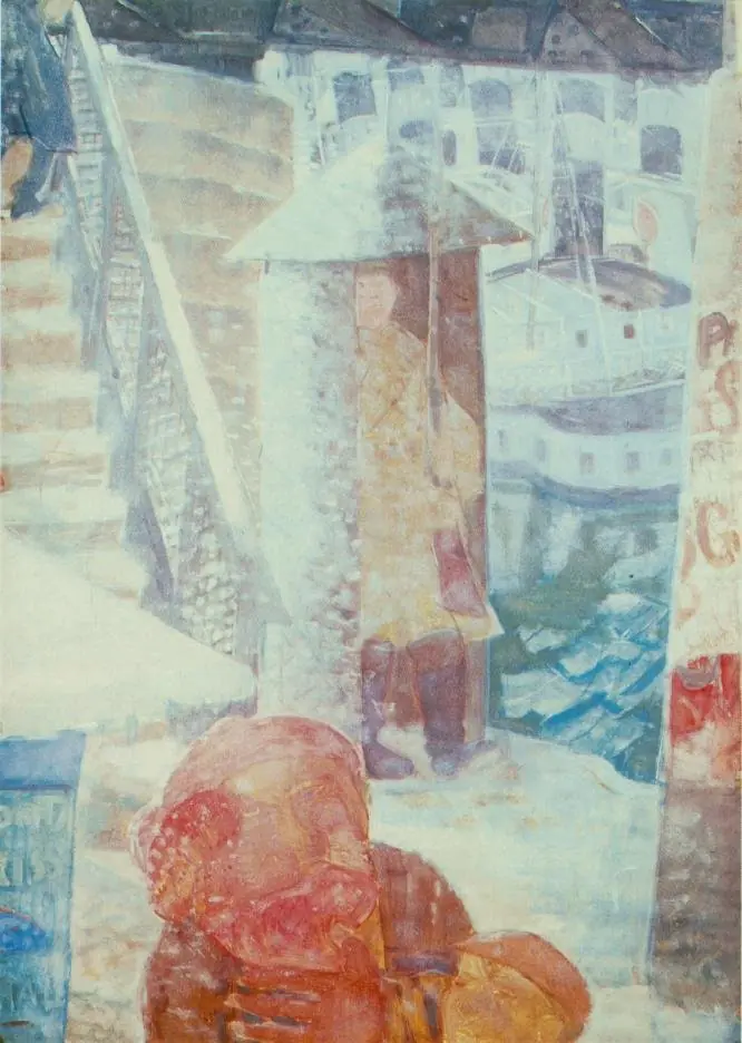 Bridge in Winter, by Gyula Derkovits