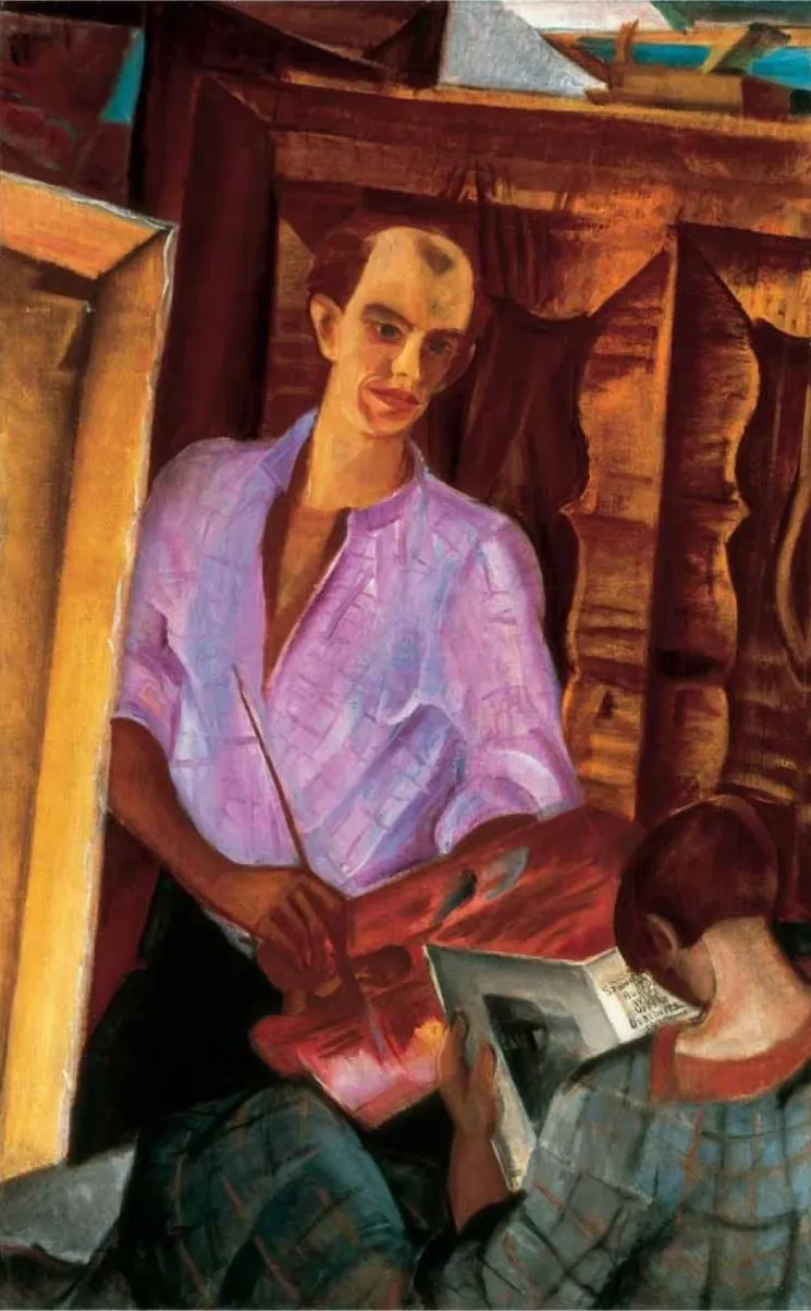 Me and my Wife (Self-portrait), by Gyula Derkovits, oil, 1927