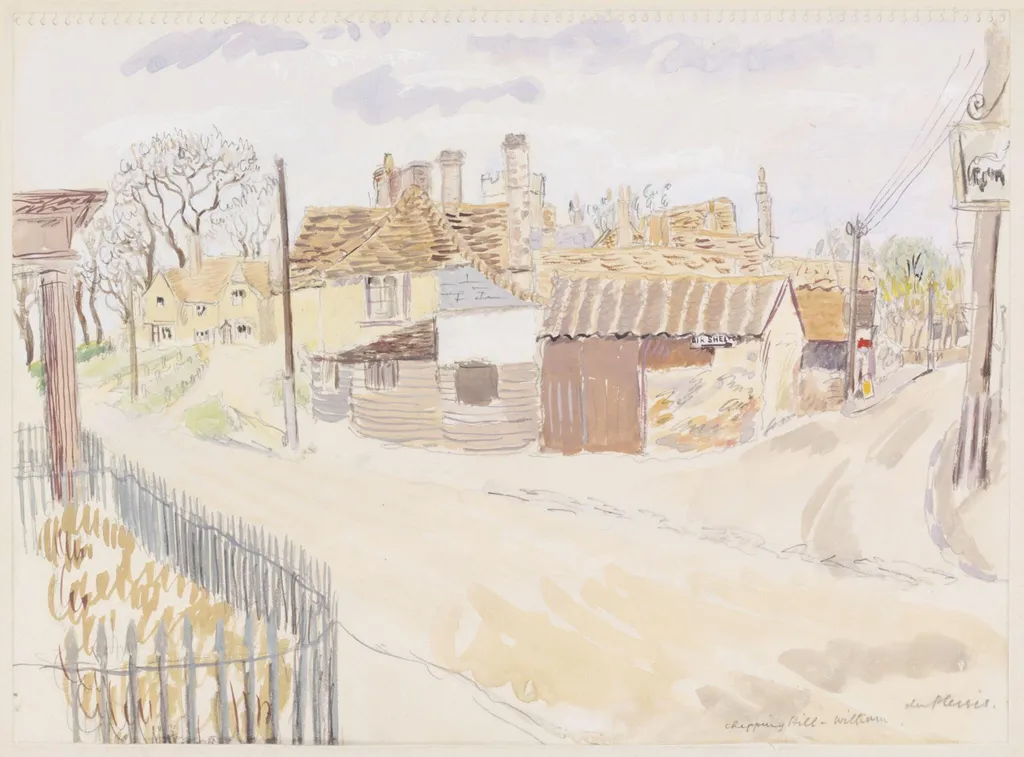 Chipping Hill, Witham, by H. E. Du Plessis, watercolor, 1940