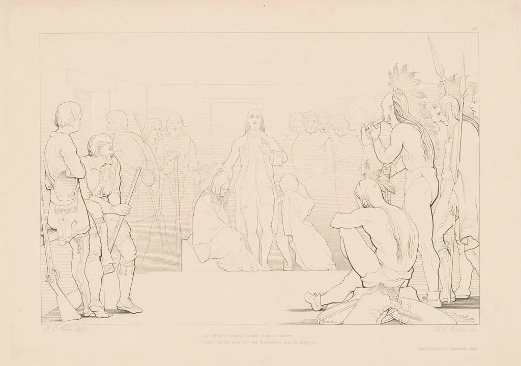He for His Bleeding Country Prays to Heaven, by H. G. Watkins, ink, 1846