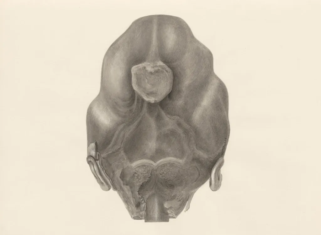 Deformed fetal head, seen from the back, by H.G, Wetselaar, 1970