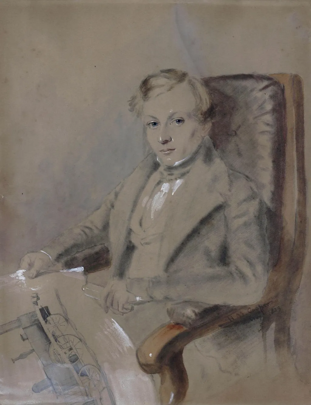 Portrait of Robert Stephenson (1803-1859), by H.M. Cooper, watercolor, 1839