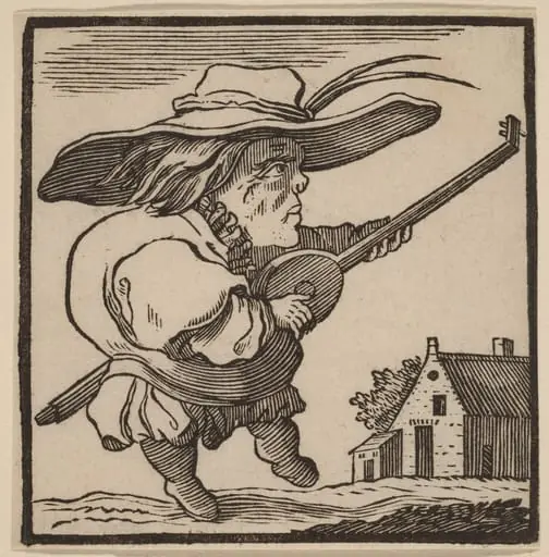 Hunchback Playing a Lute, by H. Numan