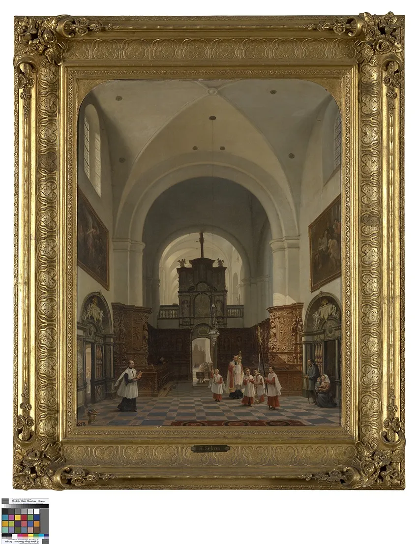 Kerkinterieur, by H. Sebron, oil, 1858