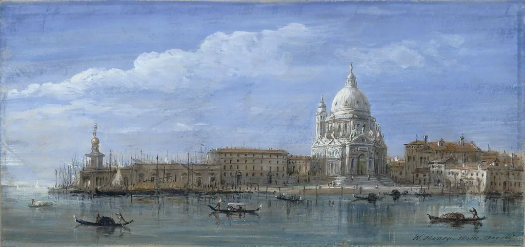 The Grand Canal and the Church of Santa Maria della Salute, Venice, by Haines, watercolor, 1867