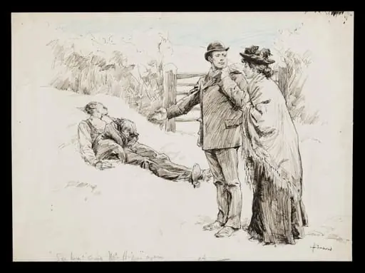 Original drawing for illustration to 'Bad and Worthless' published in the English Illustrated Magazine, by Hammond