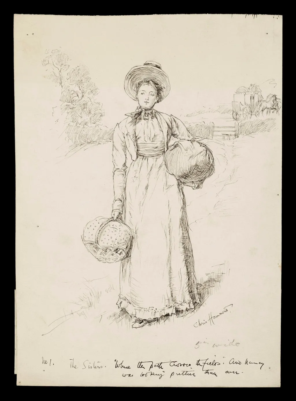 Original drawing for illustration to 'The Sisters', published in the English Illustrated Magazine, by Hammond, 1895