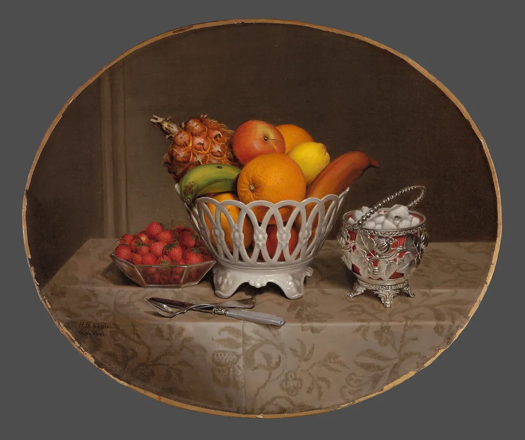 Fruit Piece, by Hannah Brown Skeele, oil, 1860