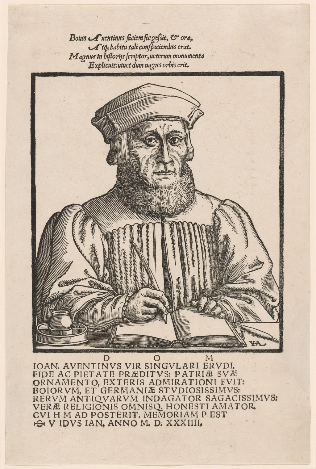 Johann Aventinus (Johann Turmair), by Hanns Lautensack, ink, 1554