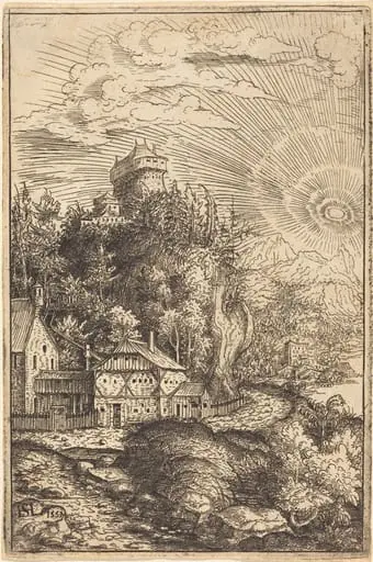 Landscape with a Castle and Radiating Sun, by Hanns Lautensack