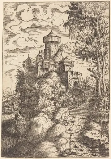 Landscape with a Fortress and Big Stairway, by Hanns Lautensack