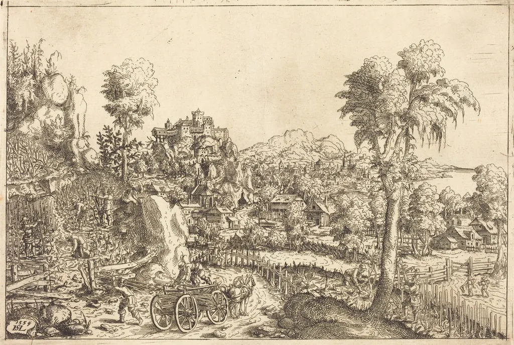 Landscape with a Vineyard, by Hanns Lautensack, ink, 1559