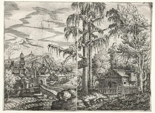 Landscape with the Town on a River and the Cottage between Trees, by Hanns Lautensack