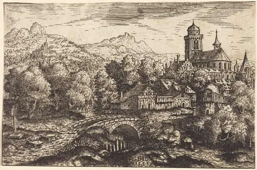Mountainous Landscape with a Village, by Hanns Lautensack