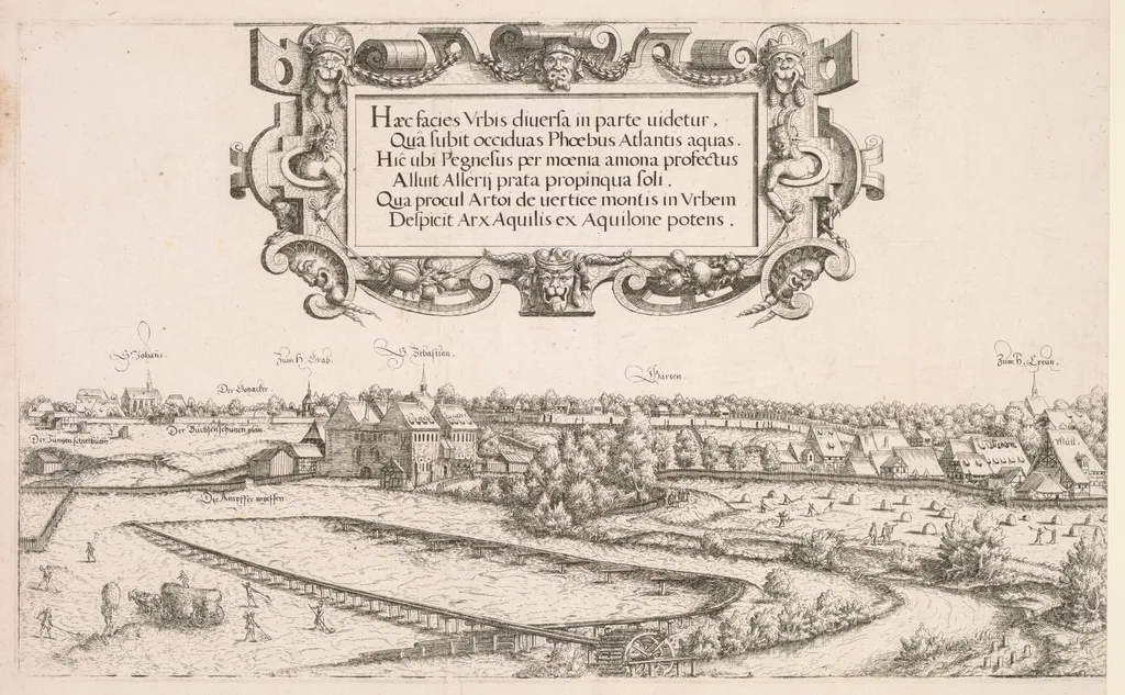 Panoramic View of Nuremberg: Left Portion, by Hanns Lautensack, 1552
