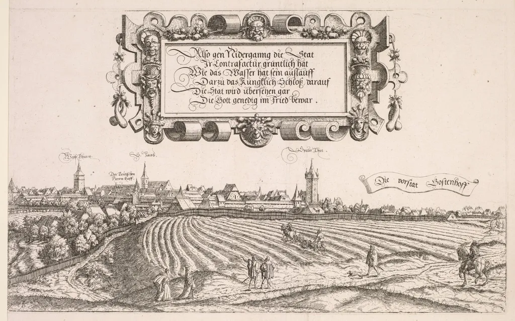 Panoramic View of Nuremberg: Right Portion, by Hanns Lautensack, 1552