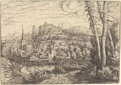 View of a City near a River, by Hanns Lautensack