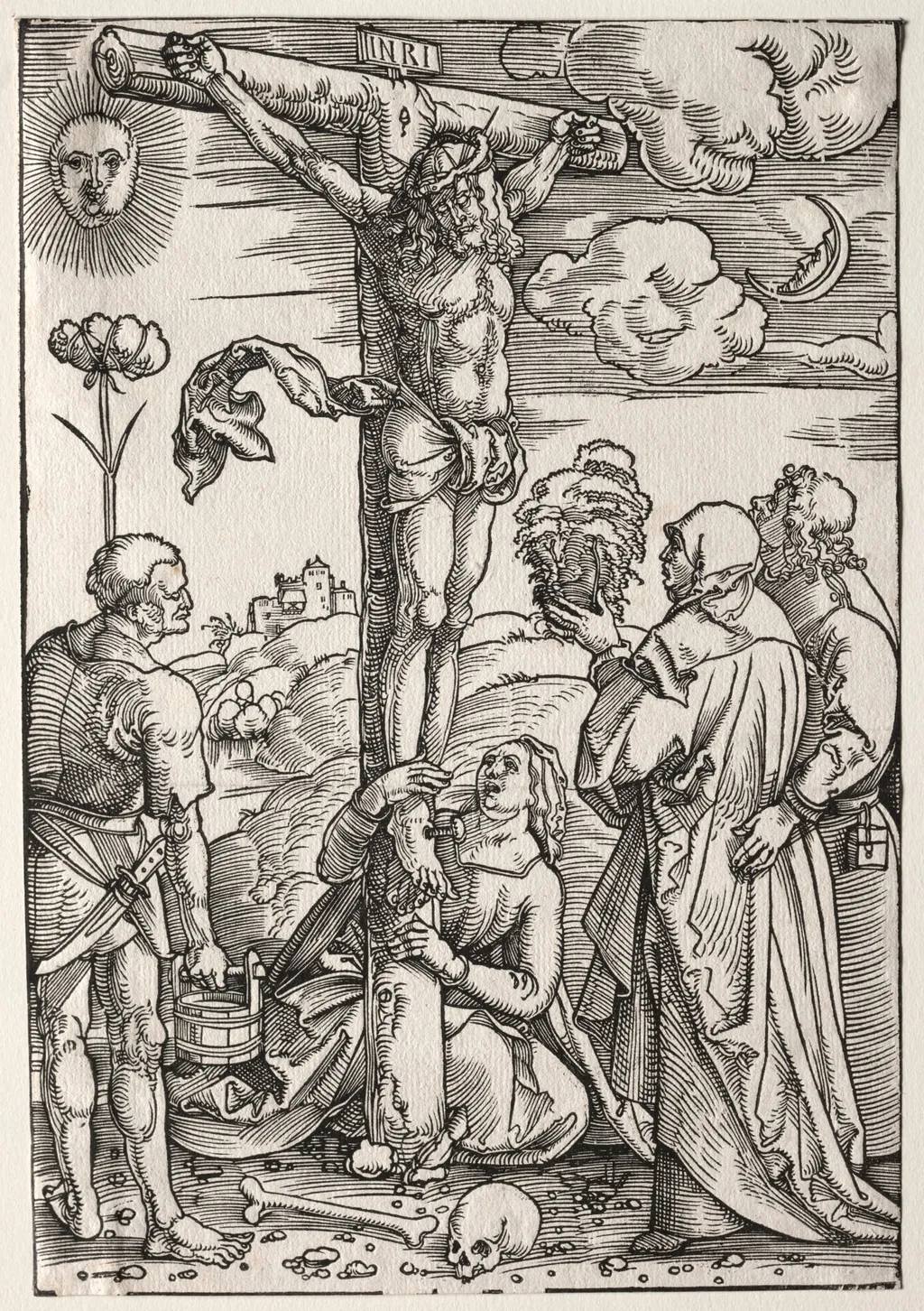 Christ on the Cross with Mary, St. John, Mary Magdalen and St. Stephen, by Hans Baldung Grien, 1505