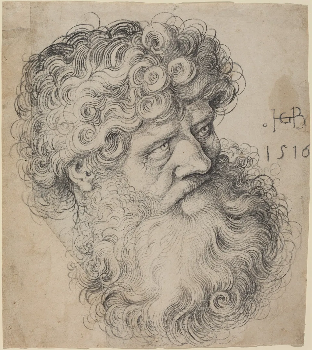 Head of Saint John the Baptist, by Hans Baldung Grien, chalk, 1516