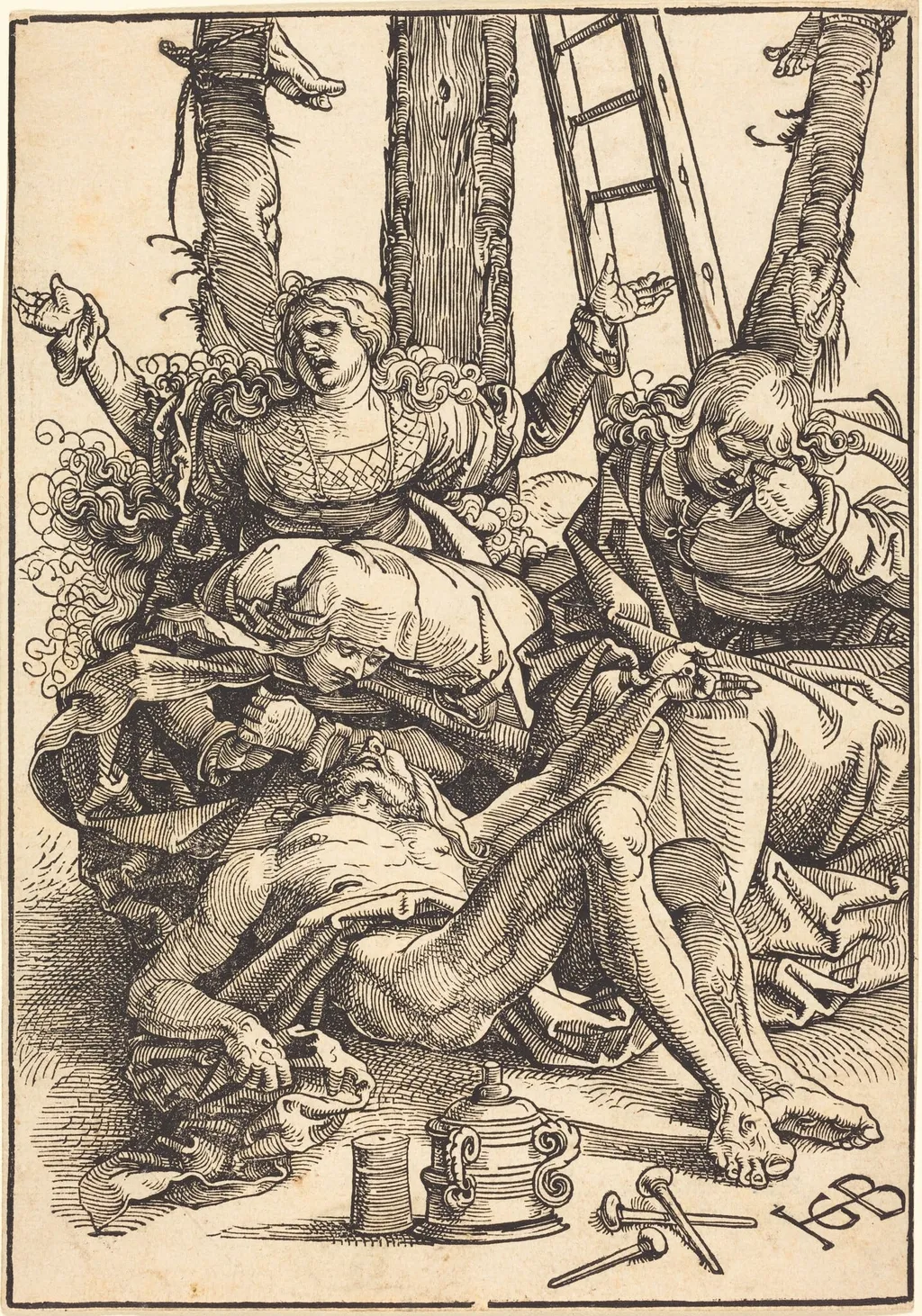 Lamentation for Christ, by Hans Baldung Grien, ink, 1516