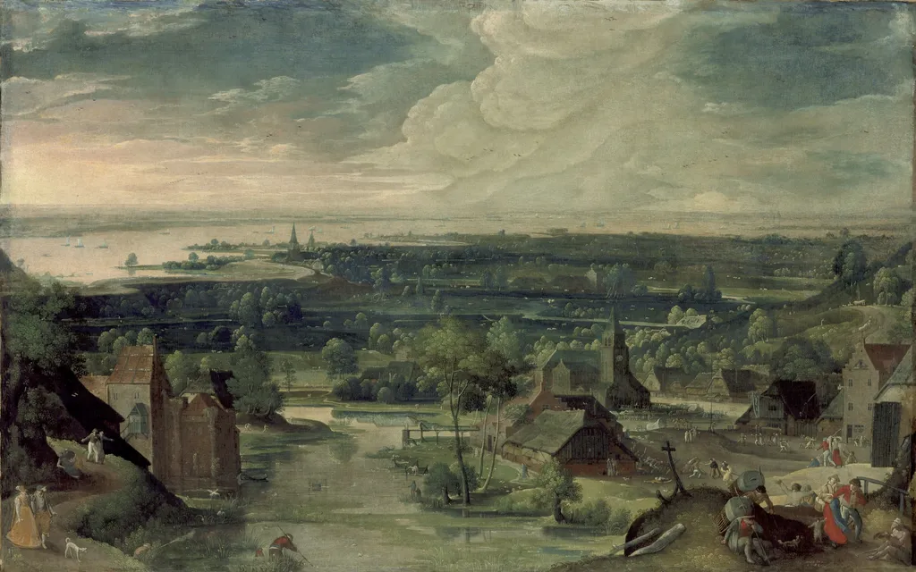 River Landscape, by Hans Bol, oil, 1590