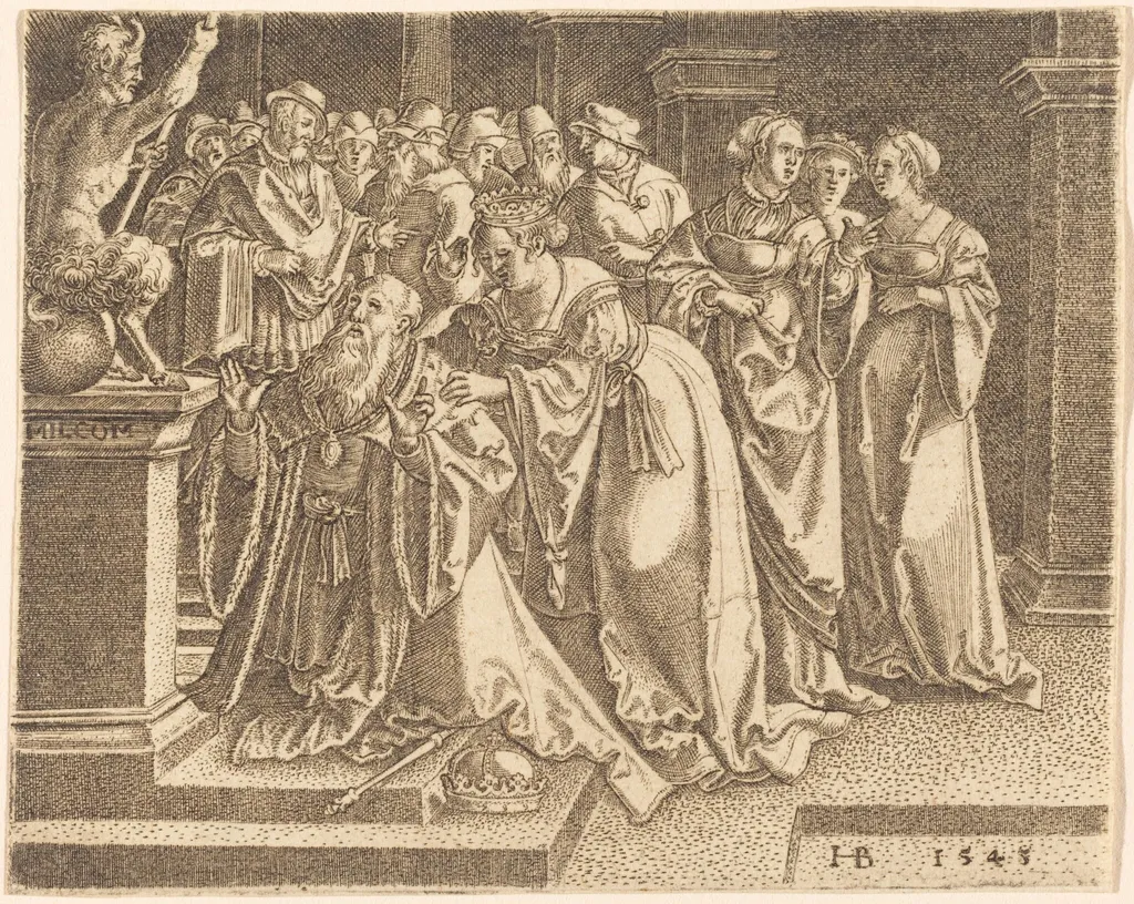 Solomon Worshipping Idols, by Hans Brosamer, ink, 1545