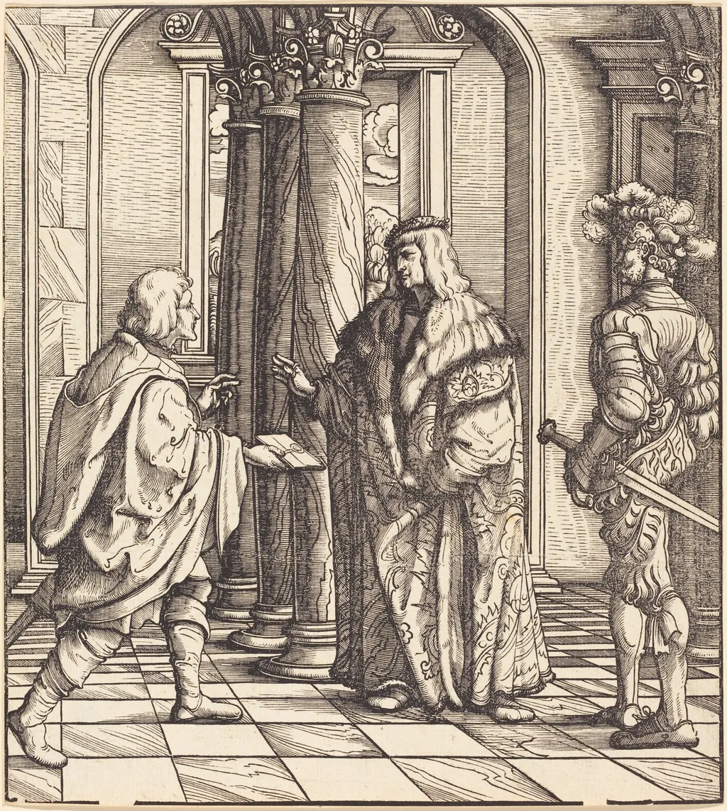 A Message Concerning the White King's Marriage, by Hans Burgkmair the Elder, ink, 1502