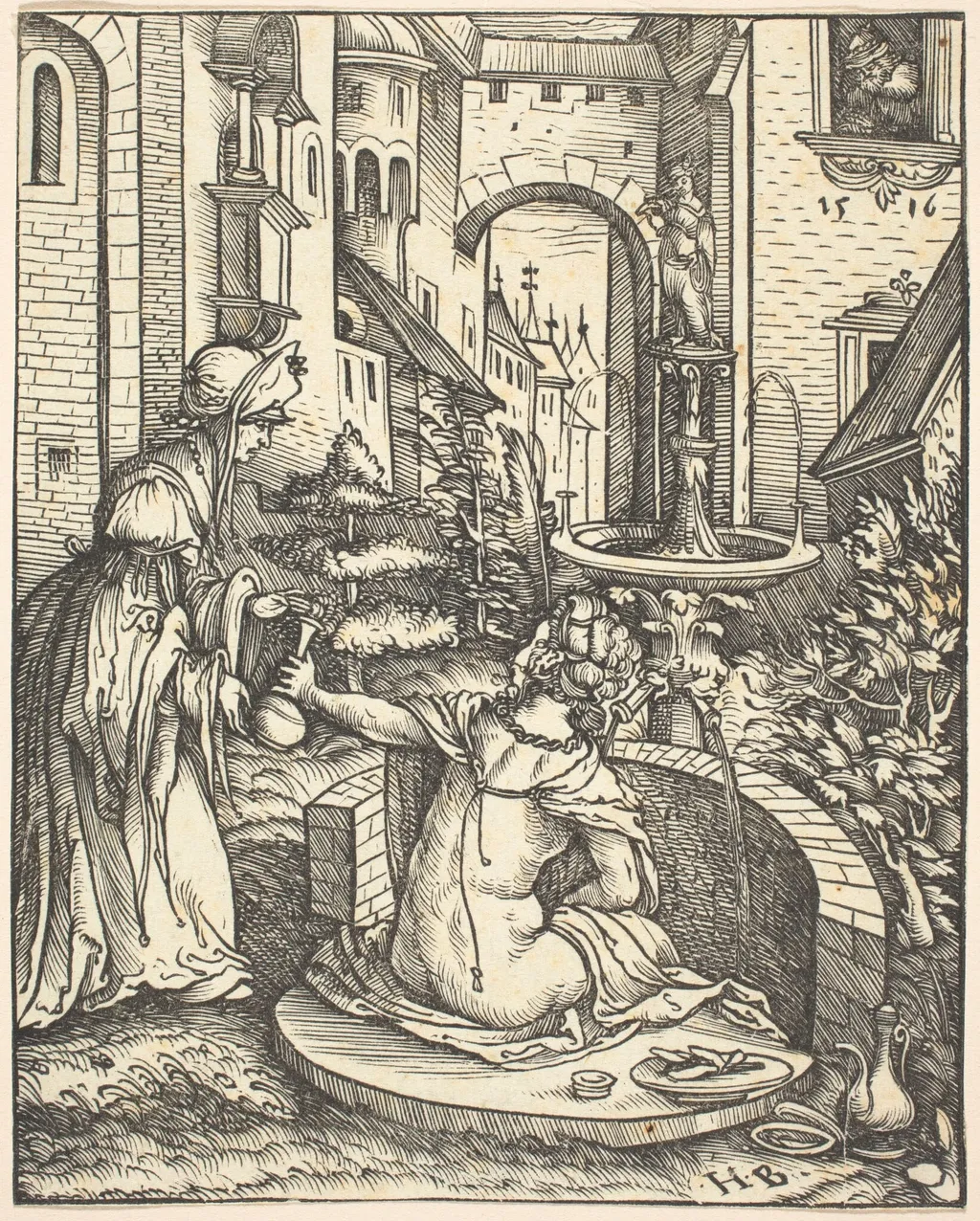 Bathsheba at Her Bath, by Hans Burgkmair the Elder, ink, 1519