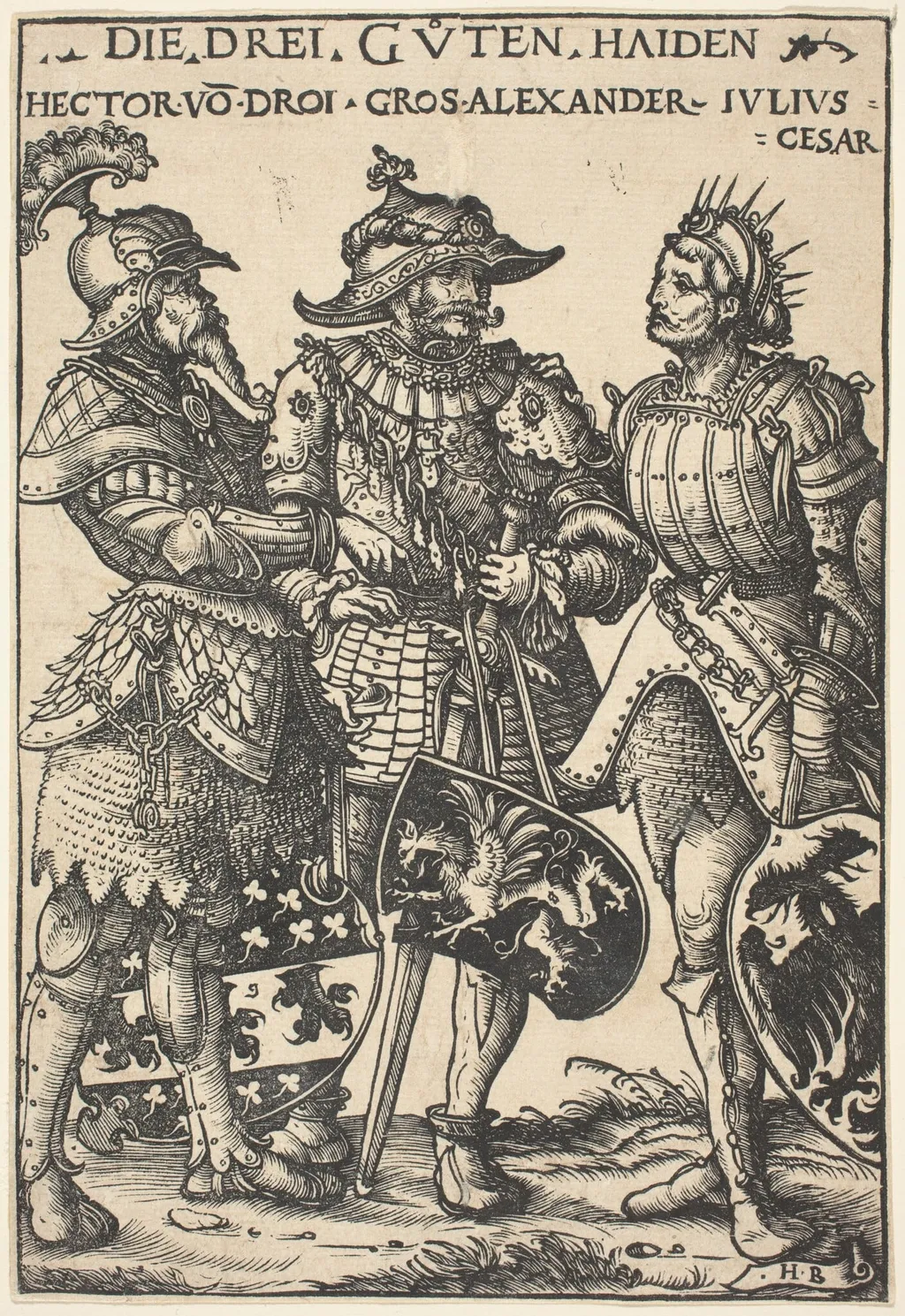 Hector, Alexander and Julius Caesar, by Hans Burgkmair the Elder, ink, 1516