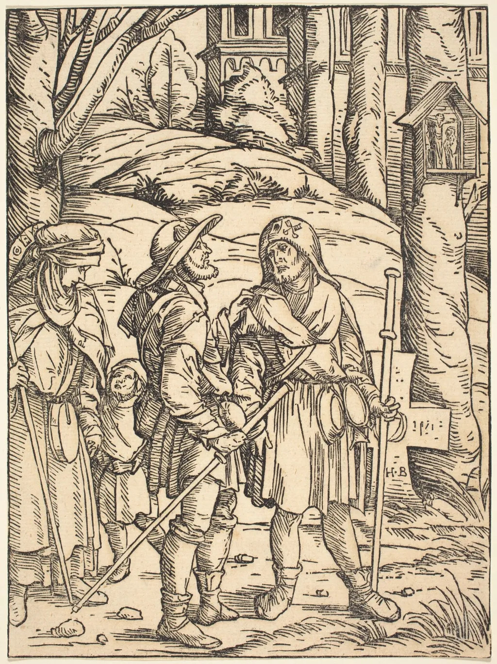 Pilgrims at a Wayside Shrine, by Hans Burgkmair the Elder, ink, 1508
