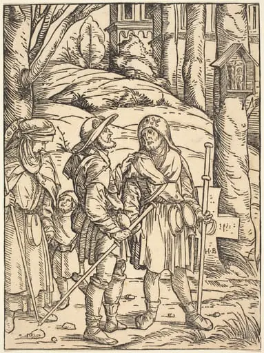 Pilgrims at a Wayside Shrine, by Hans Burgkmair the Elder