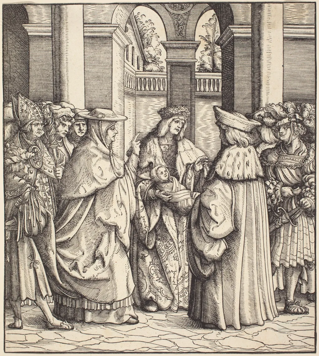 The Archbishop Blessing the Child after the Baptism, by Hans Burgkmair the Elder, ink, 1515