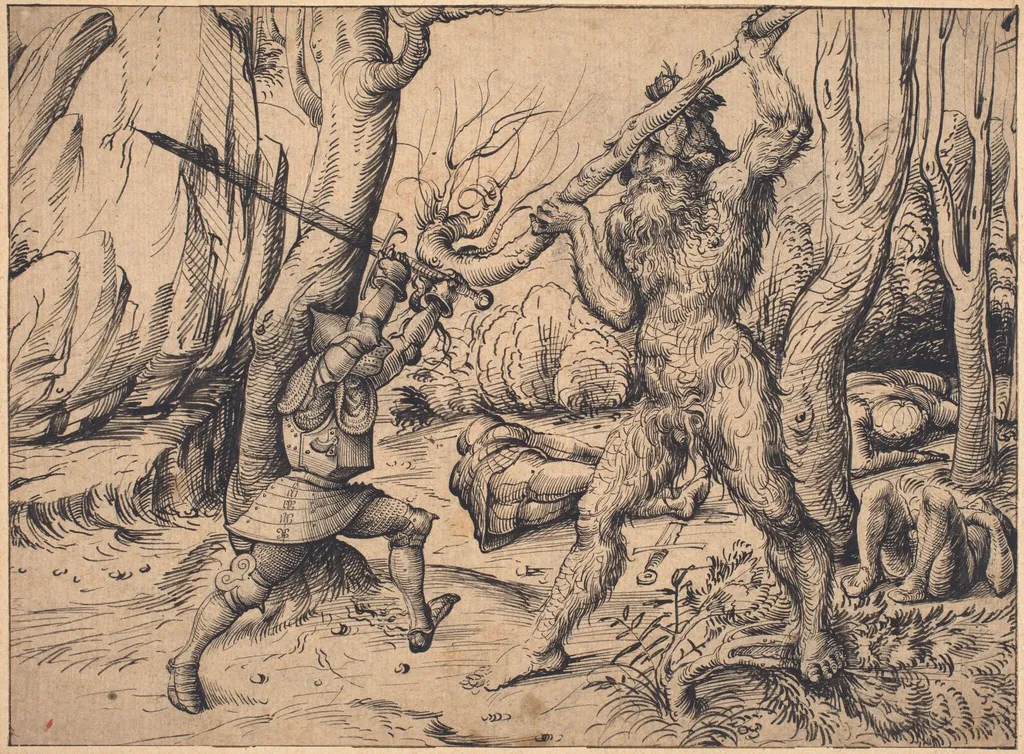 The Fight in the Forest, by Hans Burgkmair the Elder, ink, 1502