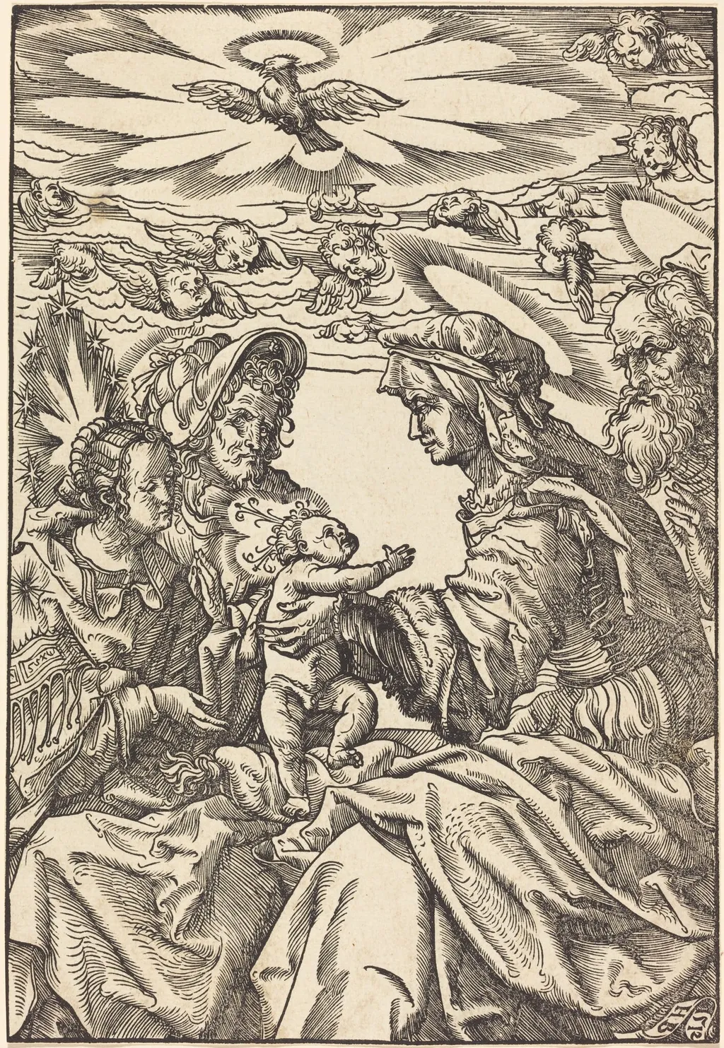 The Holy Family with Saint Anne and Saint Joachim, by Hans Burgkmair the Elder, ink, 1512