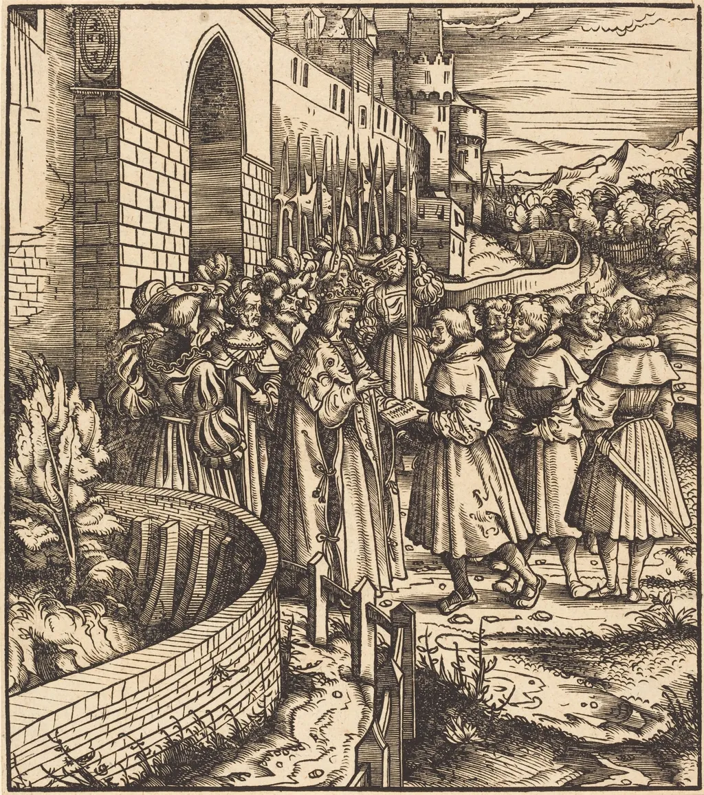 The Swiss Embassy against the Blue King, by Hans Burgkmair the Elder, ink, 1502