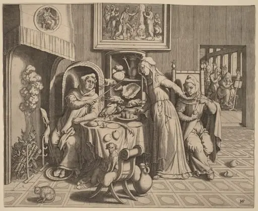 The Amorous Nun between the Abbot and the Monk, by Hans Collaert the Elder