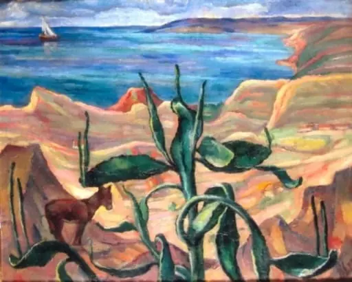 Peisaj marin cu cactuși, by Hans Eder