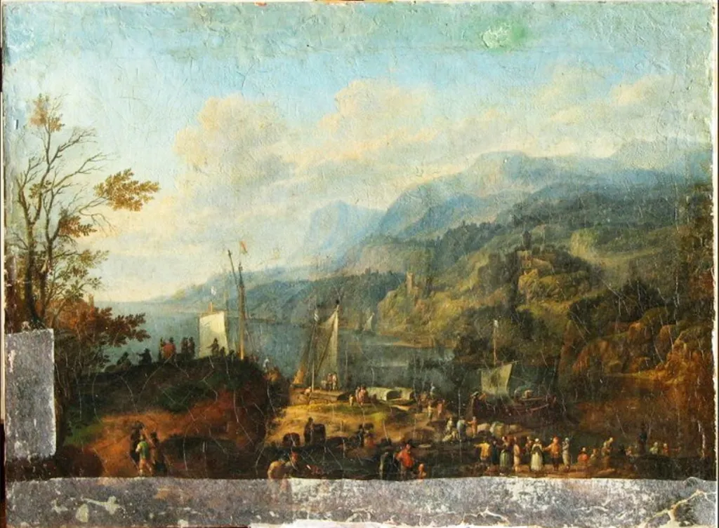 Peisaj deluros cu port; pandant cu "Peisaj cu port", by Hans Graf, unspecified