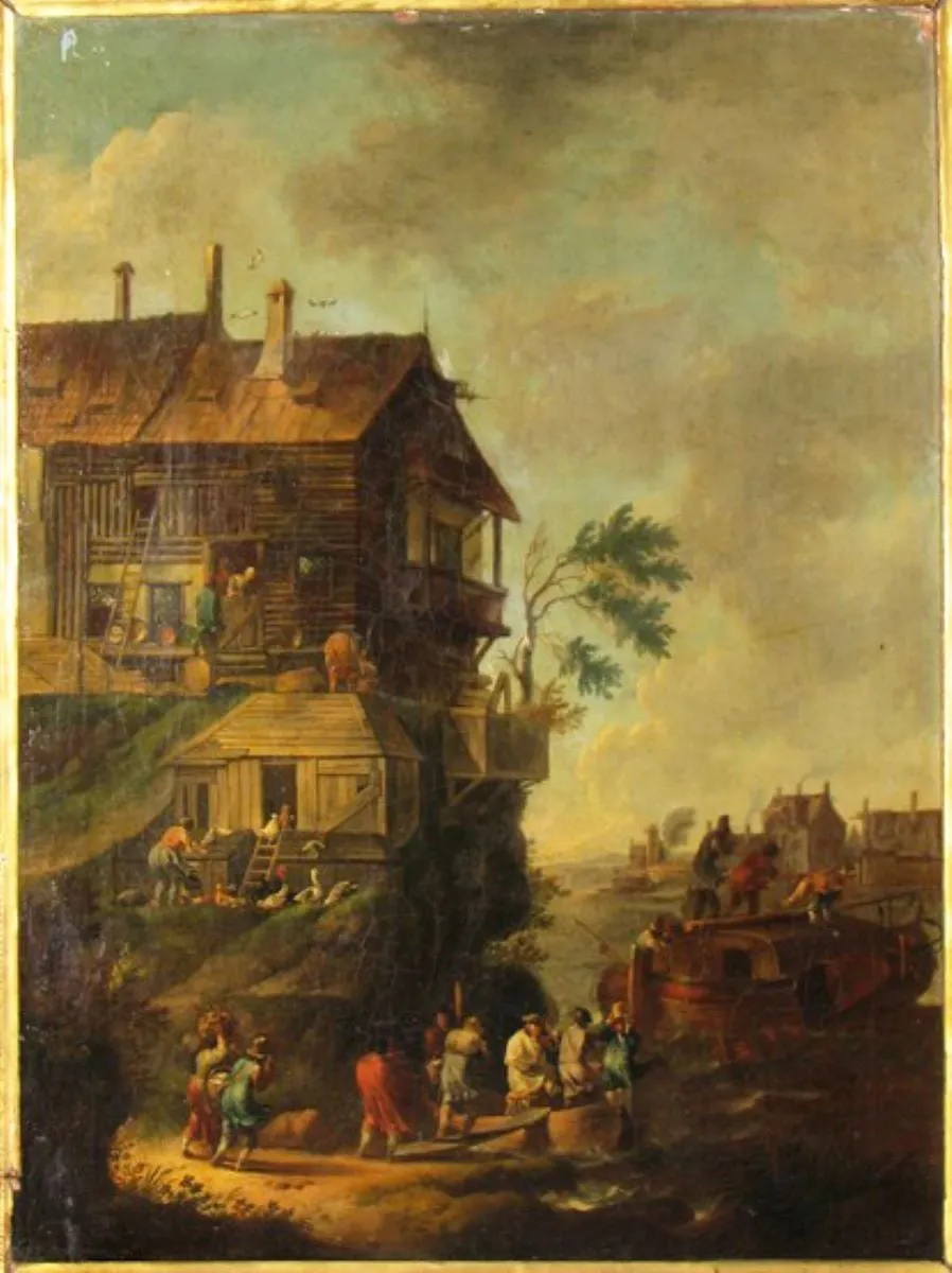 Peisaj marin cu clădiri; pandant: Port și clădiri, by Hans Graf, unspecified