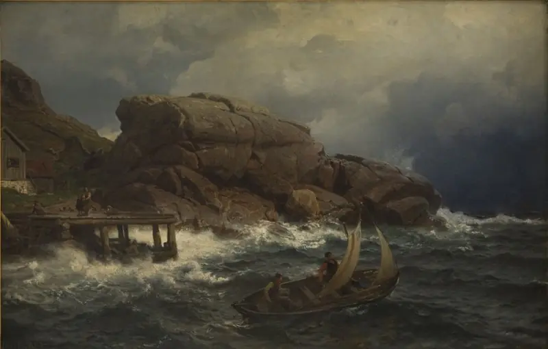 A Norwegian Seaport, by Hans Gude
