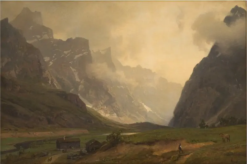 The Troll Peaks in Romsdalen: The Foot of Romsdalshorn to the Right, by Hans Gude
