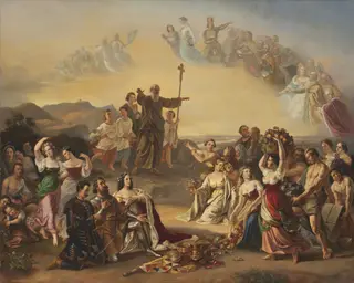 Der heilige Severin segnet das Land Österreich, by Hans Gustav Dittenberger von Dittenberg, 1849
