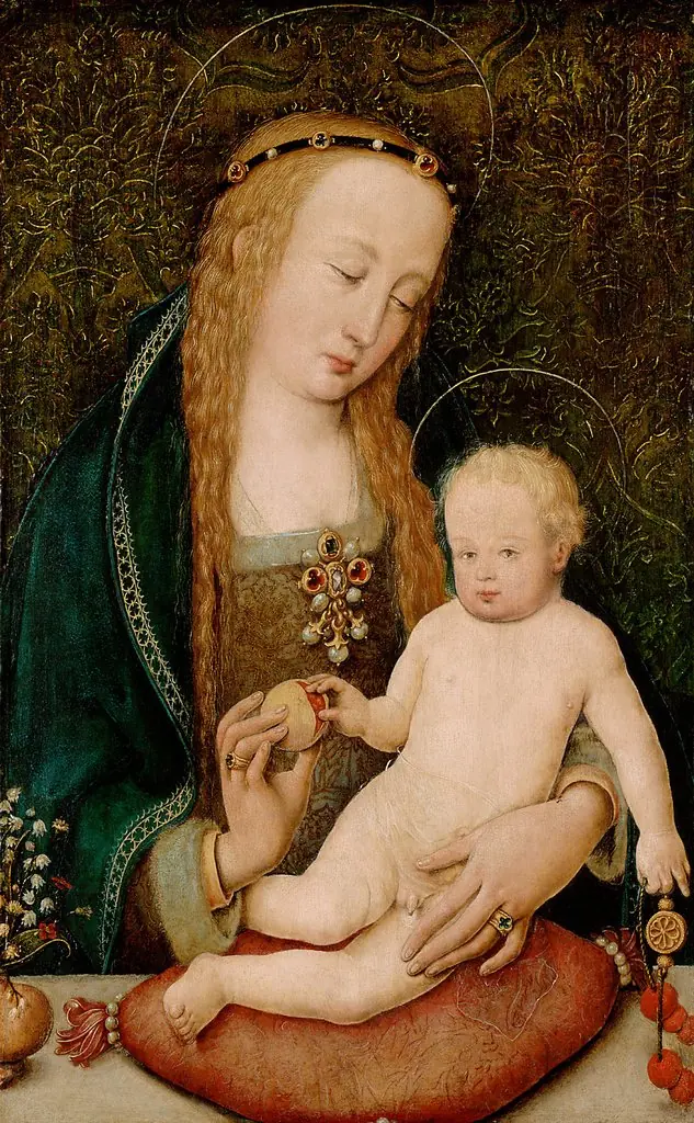 Maria, dem Kind einen Granatapfel reichend, by Hans Holbein the Elder