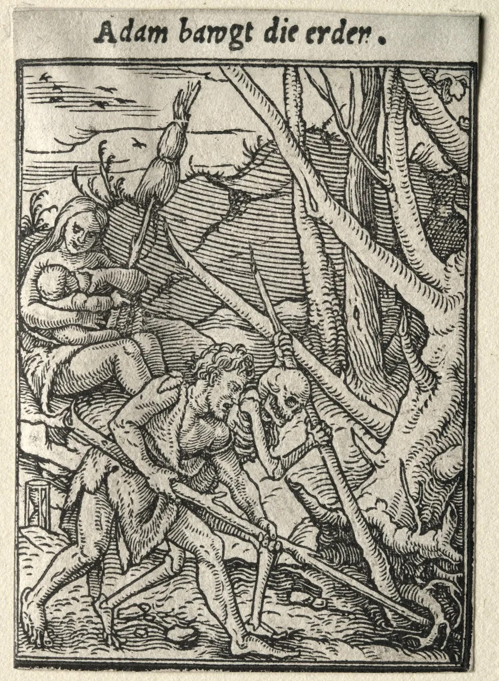 Dance of Death: Adam Tilling the Ground, by Hans Holbein the Younger, 1526